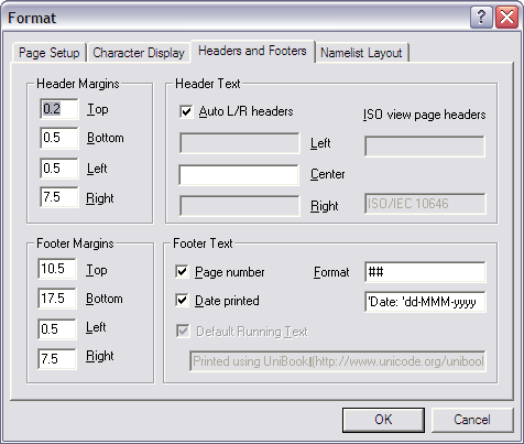 Format Page Headers
