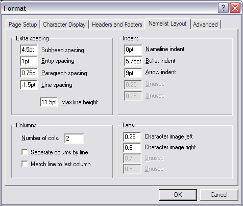 Namelist Layout