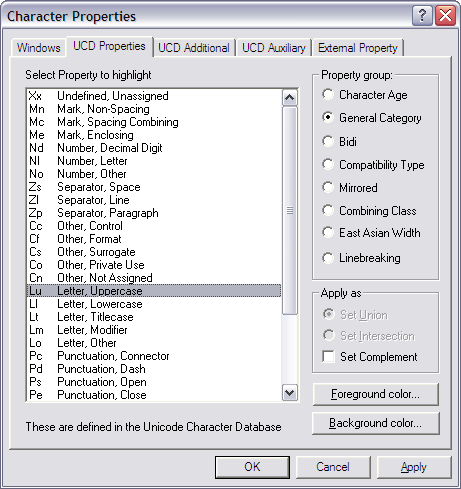 Select Character Properties